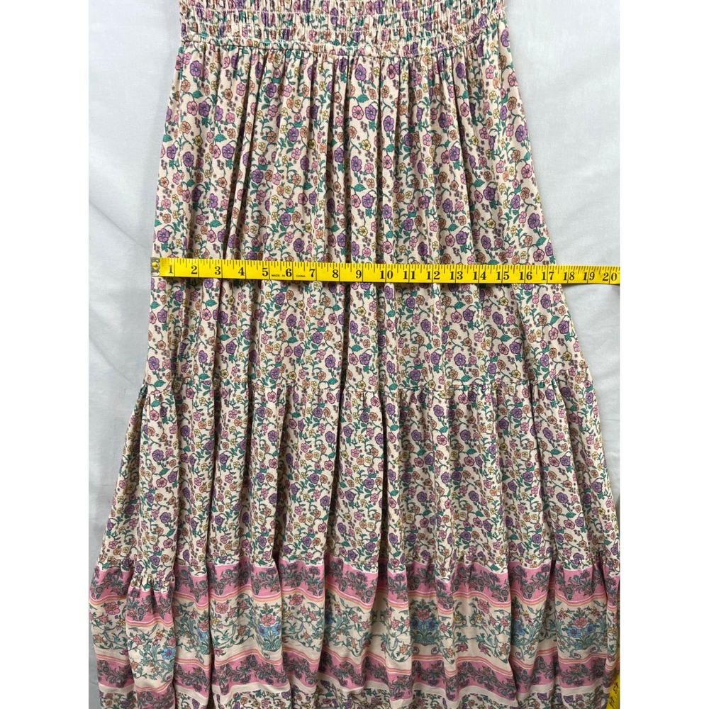 Penelope Rose Floral Maxi Dress Womens Medium Pink Smocked Tiered Cottagecore - Picture 8 of 10